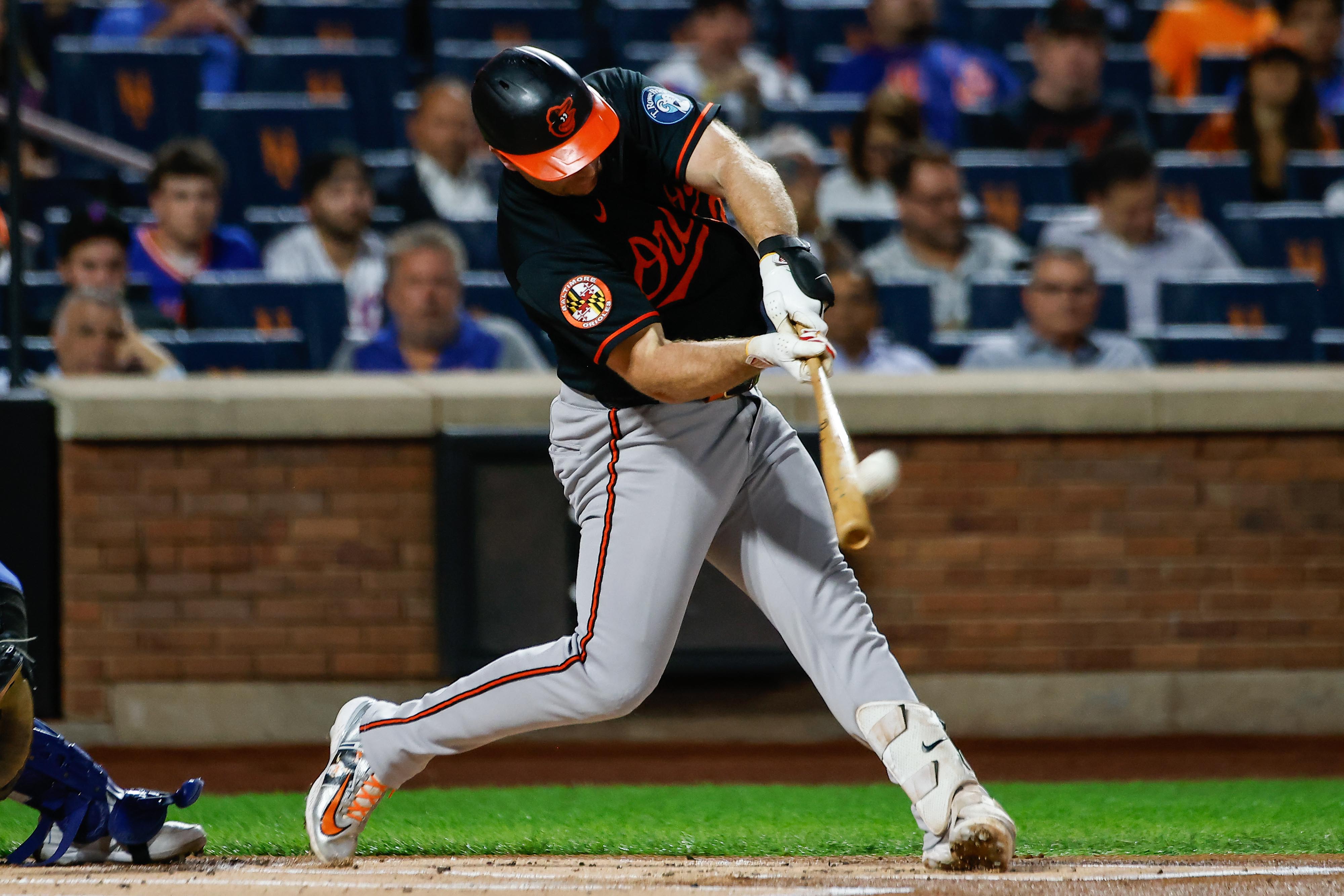Baltimore Orioles Pete Alonso hits a solo home run during the first inning of a baseball game against the New York Mets, Wednesday, Sept. 16, 2026, in New York.