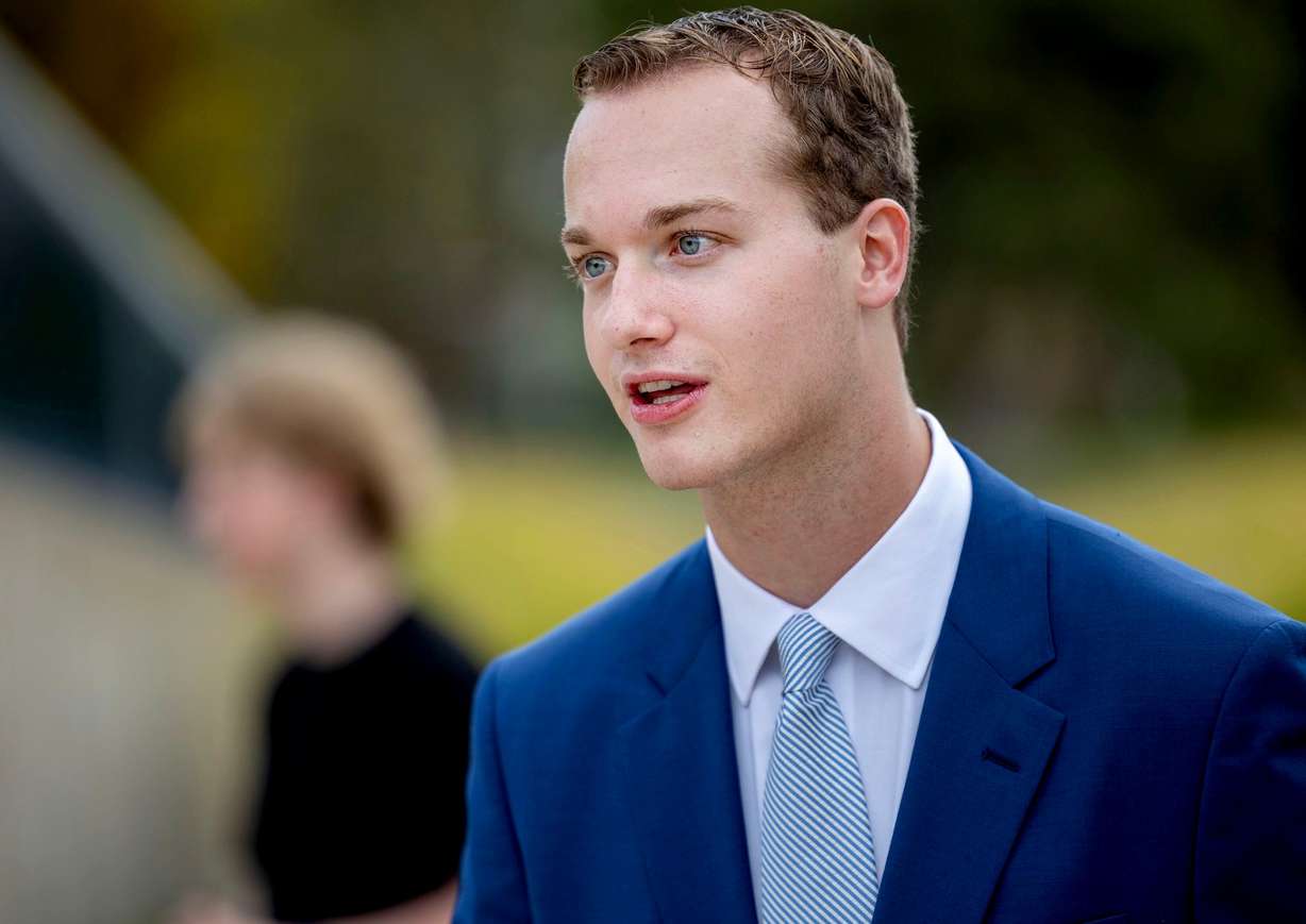 Riley Beesley, chairman of the Utah Federation of College Republicans, speaks to a reporter at the University of Utah campus in Salt Lake City on Wednesday. Beesley was notified on Tuesday he may have violated campus community standards.
