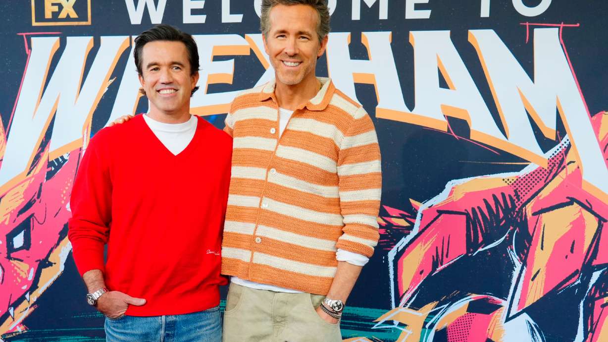 FILE - Rob Mac, left, and Ryan Reynolds arrive at an FYC event for "Welcome to Wrexham" on Tuesday, April 28, 2026, at Chloe's at Golden Road Brewing in Los Angeles. , File)