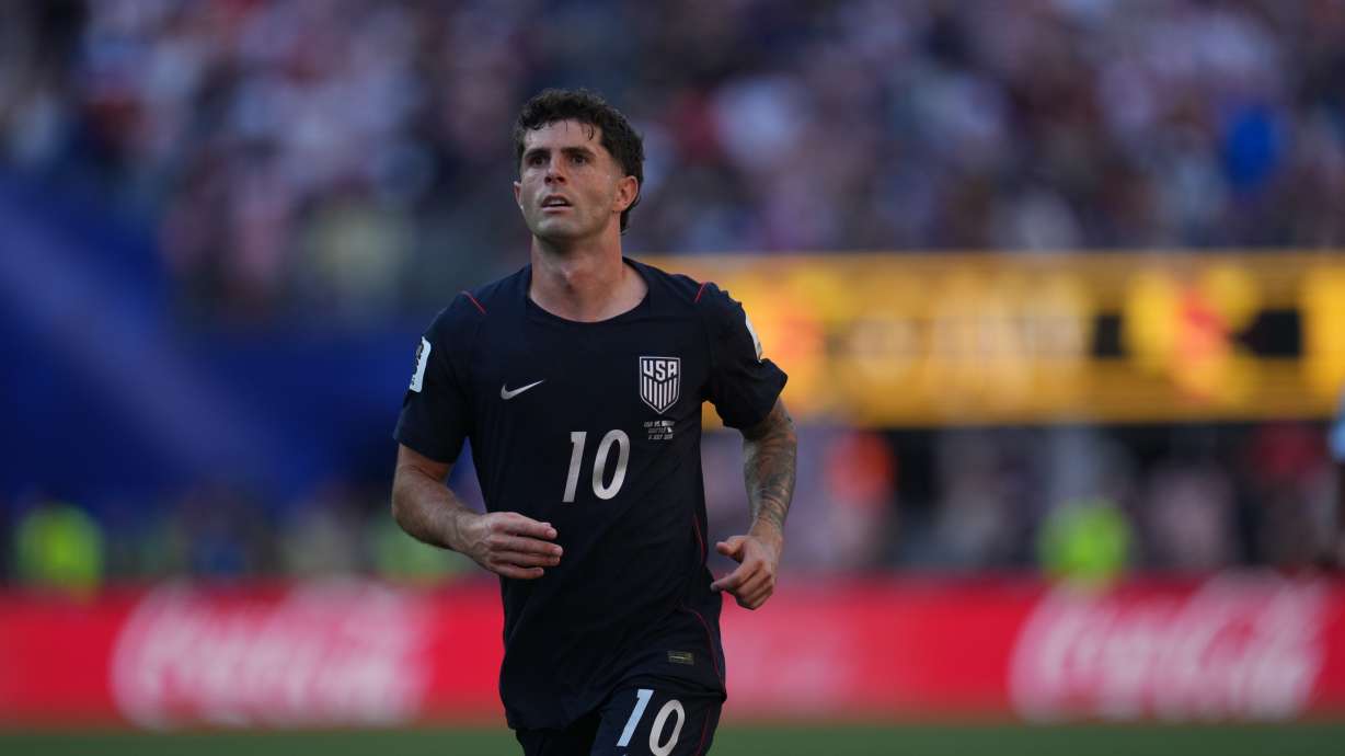 FILE - United States' Christian Pulisic plays during the World Cup round of 16 soccer match between the United States and Belgium in Seattle, July 6, 2026.