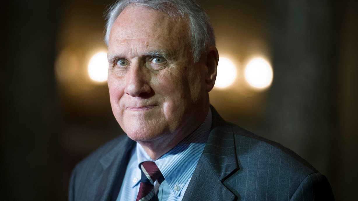 Sen. Jon Kyl, R-Ariz., waits to be sworn-in by Vice President Mike Pence during his ceremonial swearing-in at the Old Senate Chamber on Capitol Hill, in Washington, Sept. 5, 2018.