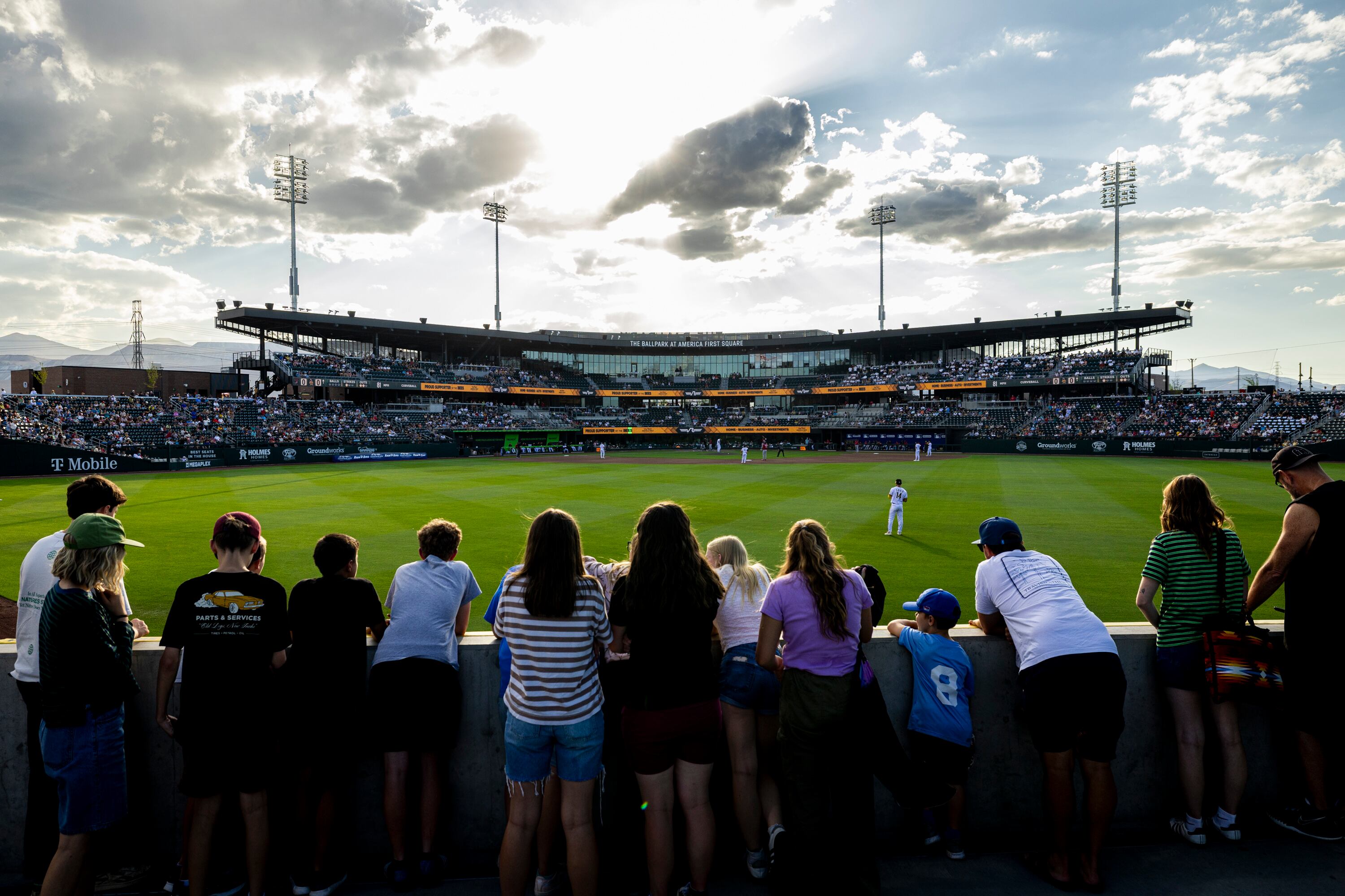 Fans watch a play unfold during a Minor League Baseball game between the Salt Lake Bees and the Albuquerque Isotopes held at The Ballpark at America First Square in South Jordan on July 22, 2025. A new Deseret News poll showed Utahns would want to see a Major League Baseball team next.