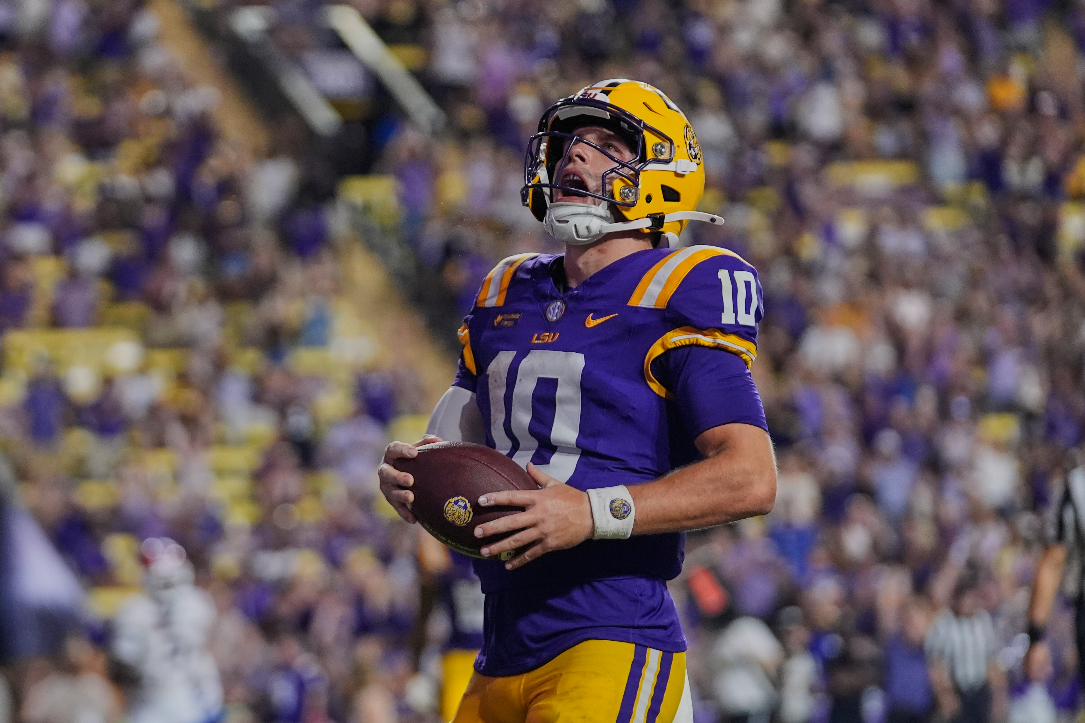 LSU QB Sam Leavitt upgraded to 'questionable' on the SEC injury report for the Mississippi game