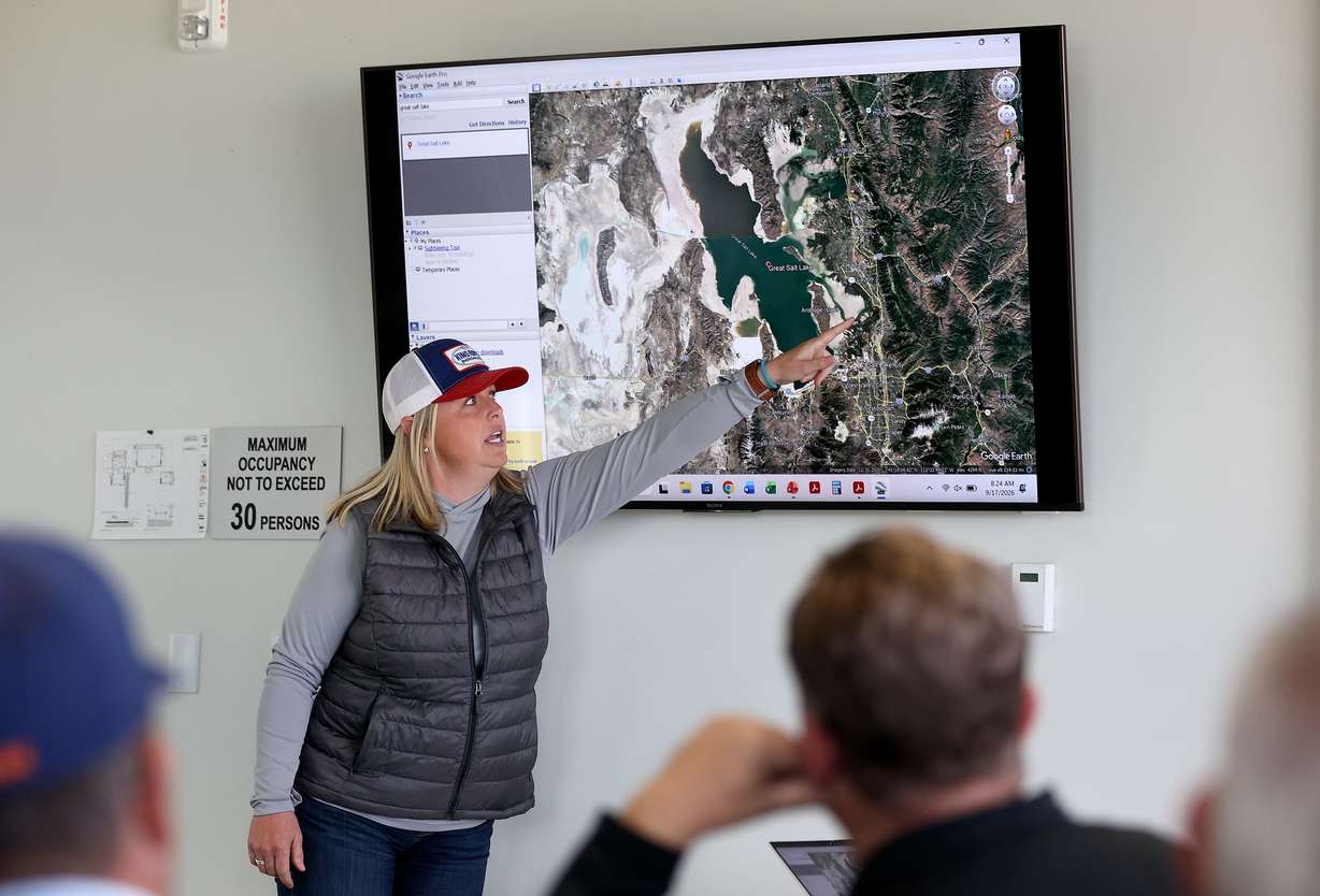 Hannah Freeze, Great Salt Lake commissioner, discusses the lake at the Eccles Wildlife Education Center in Farmington on Thursday. Water infrastructure is what Freeze is looking to revamp so it can serve new purposes.