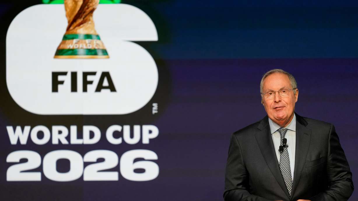 FILE - Host Andrés Cantor speaks during the match schedule reveal for the 2026 soccer World Cup in Washington, Saturday, Dec. 6, 2025.