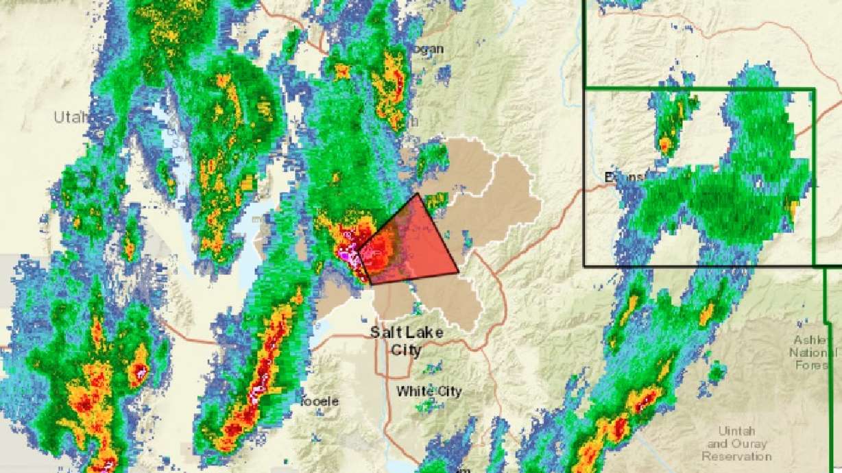 A map showing where the tornado warning was issued in Utah on Friday. It has since expired.