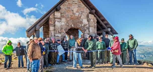 Historic fire lookout structure on Brian Head Peak rebuilt years after wind damage