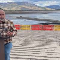 Temporary road taking shape atop Pineview Reservoir bed as part of pipeline project