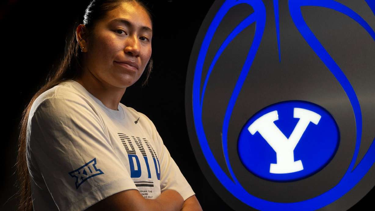 BYU women’s basketball player Sydney Benally poses for photos in Provo on Sept. 11.
