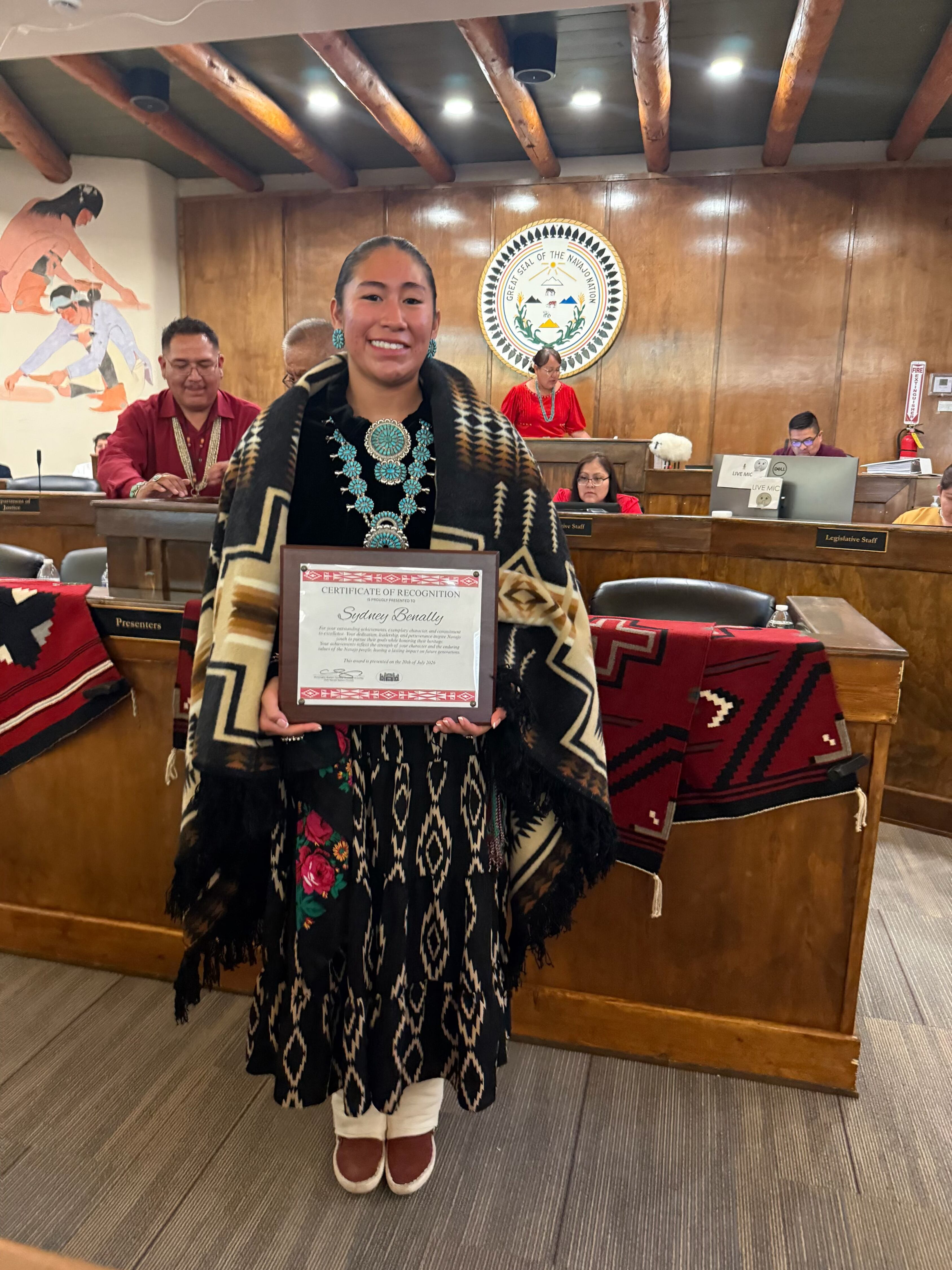 BYU basketball player Sydney Benally's contributions to her Native American community were recognized by Navajo Nation leaders on July 20 in Window Rock, Ariz.