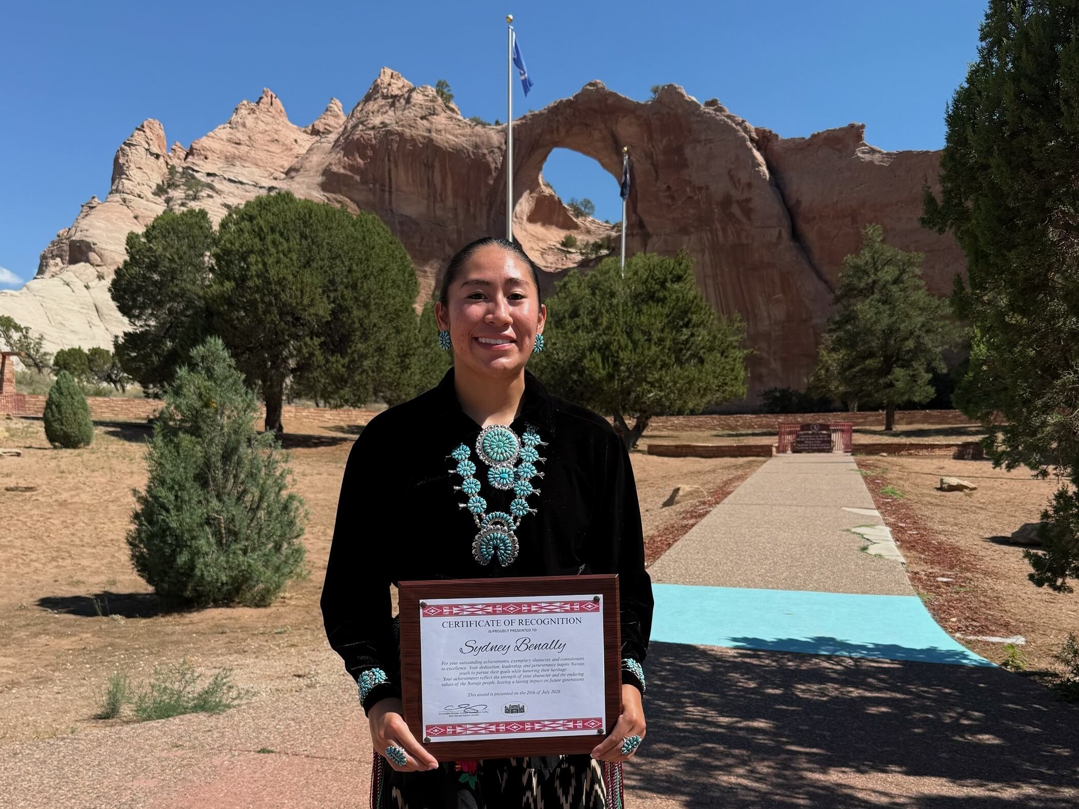 BYU basketball player Sydney Benally's contributions to her Native American community were recognized by Navajo Nation leaders on July 20, in Window Rock, Ariz.