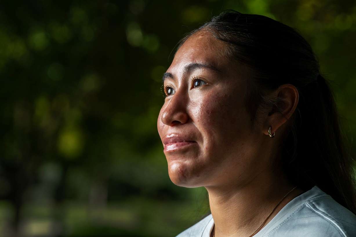 BYU women’s basketball player Sydney Benally poses for photos in Provo on Sept. 11.