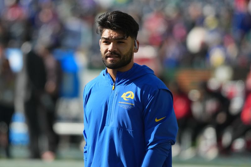Sep 11, 2026; Melbourne, Victoria, Australia; Los Angeles Rams wide receiver Puka Nacua (12) during the 2026 NFL Melbourne Game against the San Francisco 49ers at Melbourne Cricket Ground.