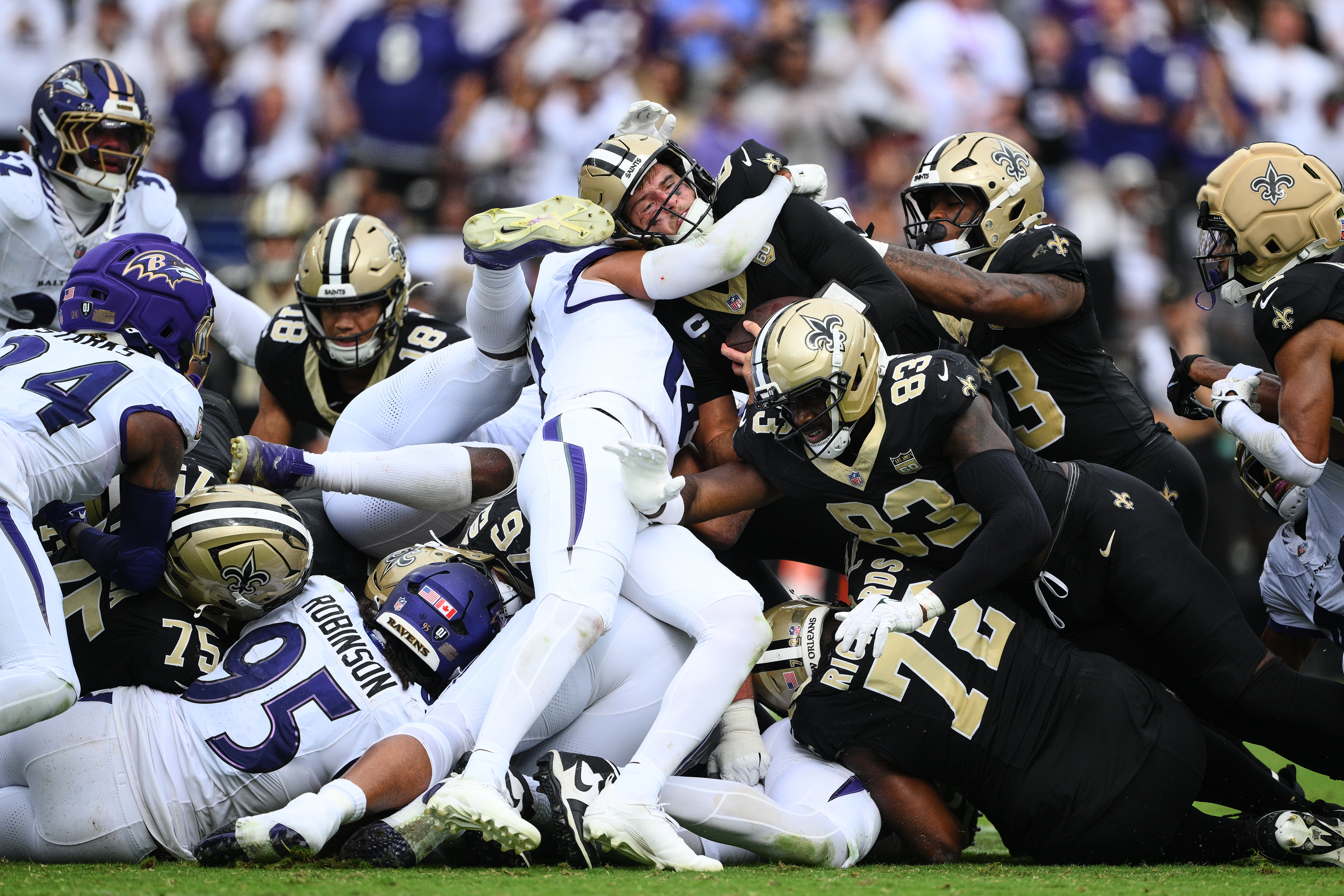 Tyler Shough and the Saints produce two big drives at the end to topple the Ravens 24-17