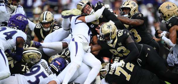 Tyler Shough and the Saints produce two big drives at the end to topple the Ravens 24-17