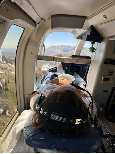 Chloe Hanish is transported by medical helicopter to a Boise-area hospital after nearly severing her hand in a side-by-side crash.