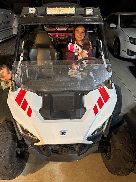 Chloe Hanish is back in the driver’s seat following a side-by-side crash that nearly severed her hand.