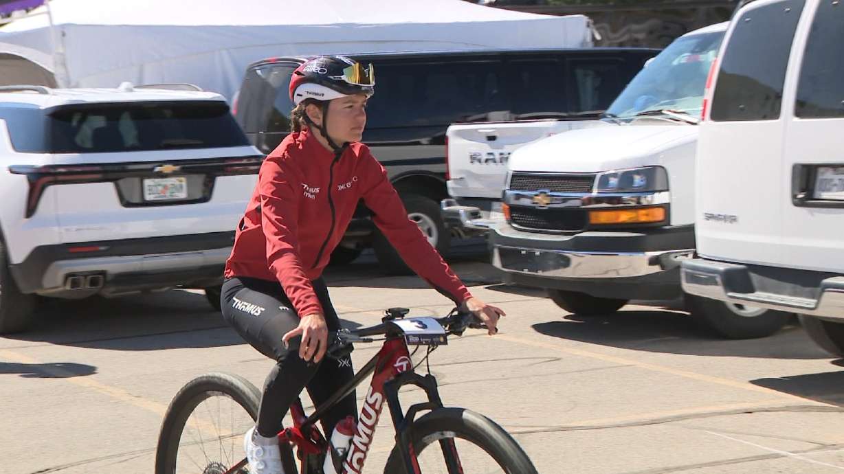 A bike rider seen at the WHOOP UCI Mountain Bike World Series during its stop in Utah on Sunday.