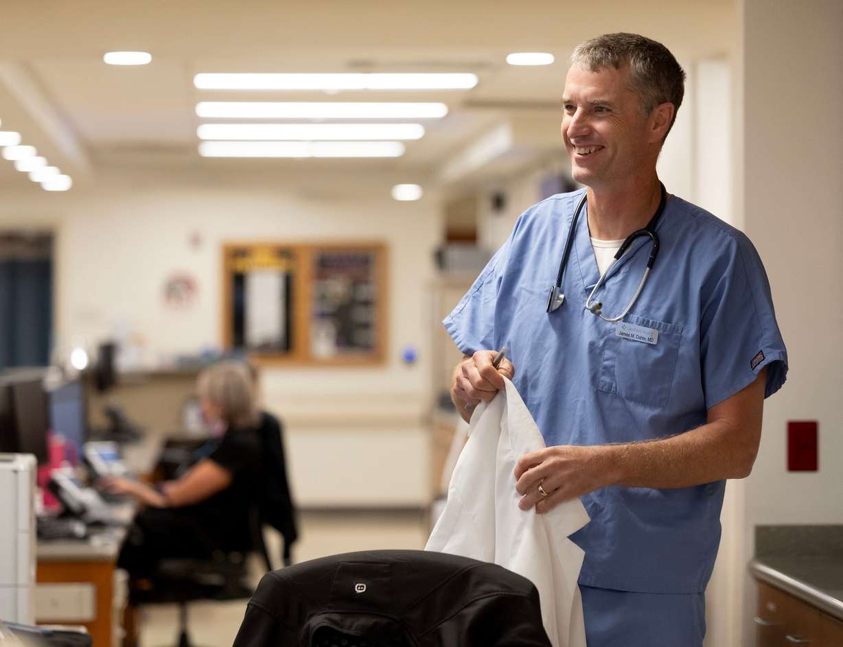 Dr. James Dahle, emergency medicine physician, is pictured at Holy Cross Hospital-Jordan Valley in West Jordan on Aug. 26. Dahle has a blog and website called "The White Coat Investor" that helps doctors manage their money.