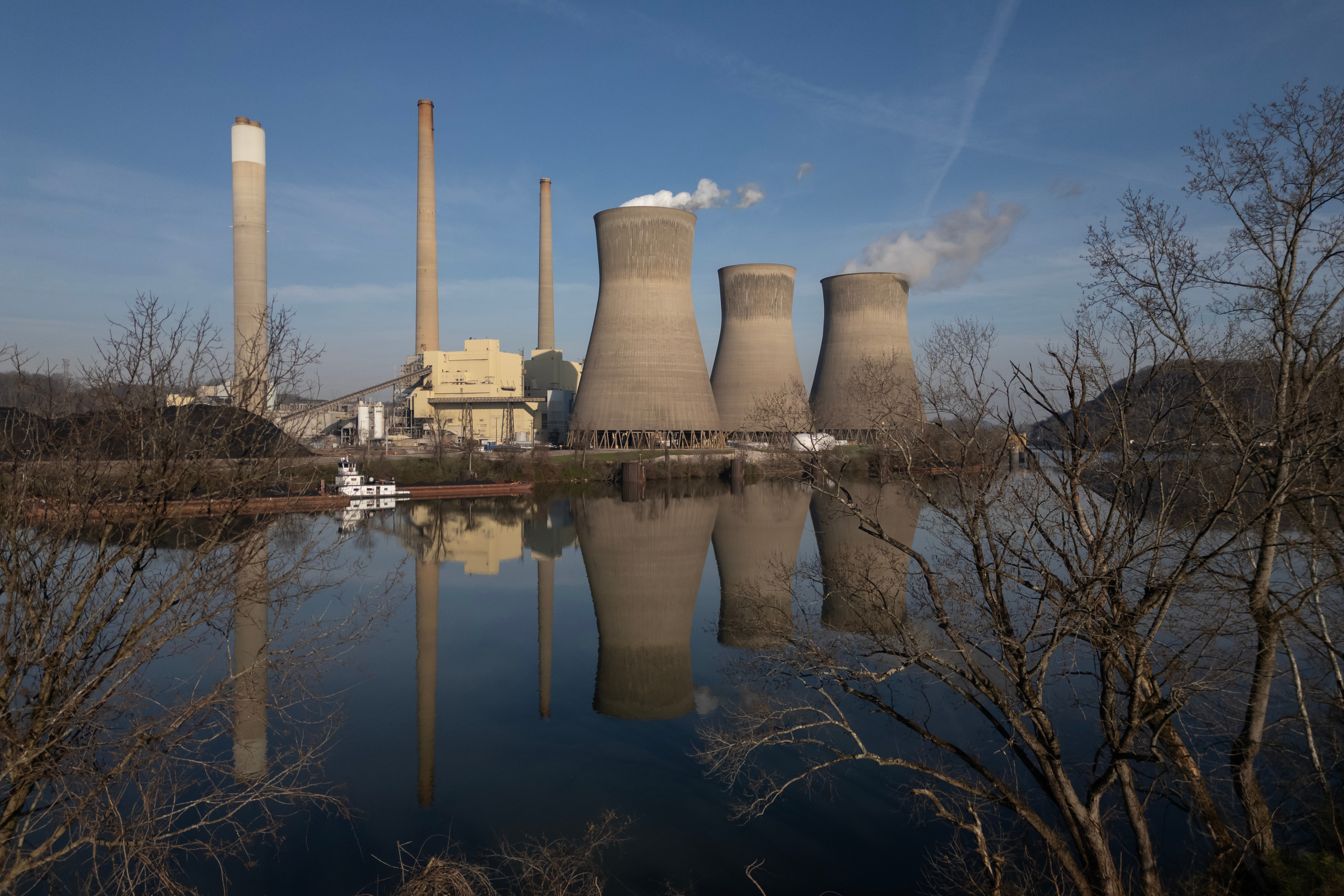 American Electric Power's John Amos coal-fired power plant operates in Winfield, W.Va., across the Kanawha River from Poca, W.Va., March 22.