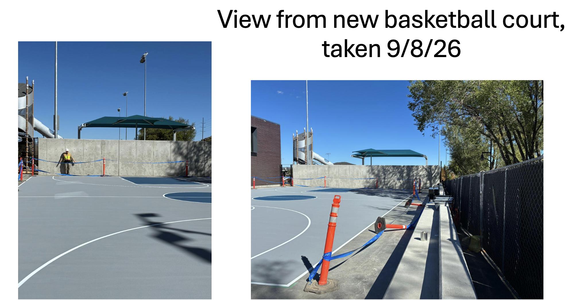 A concrete wall that separates a basketball court and playground at The Mine at City Park in Park City is under debate for obstructing views.