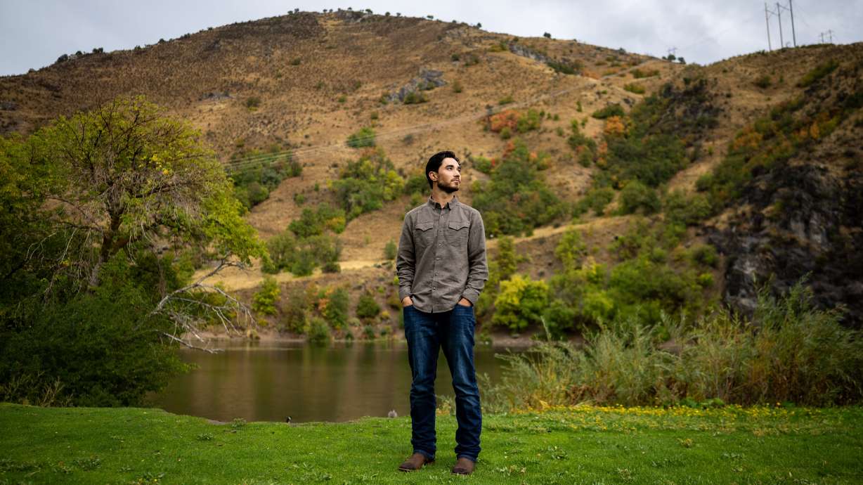 Clint Richins, who is looking at the feasibility of building a publicly owned ski resort, poses at River Hollow Park in Logan Canyon in Logan on Sept. 18.