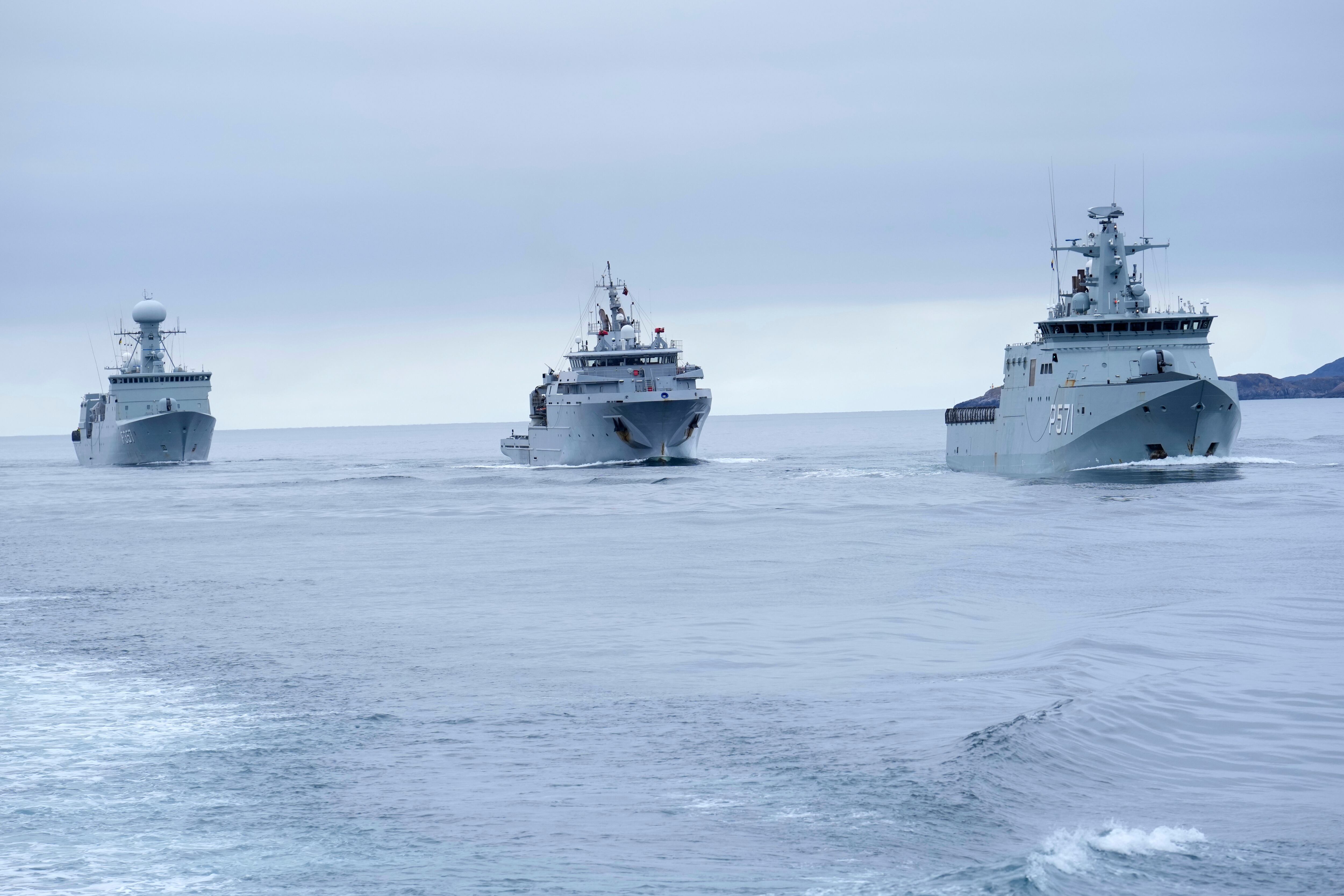 Danish warships participate in an exercise with hundreds of troops from several European NATO members in the Arctic Ocean in Nuuk, Greenland, Sept. 15, 2025. The United States, Denmark and Greenland signed a landmark agreement on Tuesday to increase U.S. military presence and more.