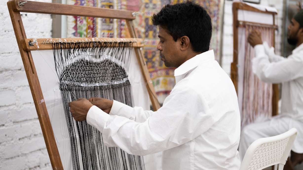 An artisan at work at the Mumbai-based atelier.