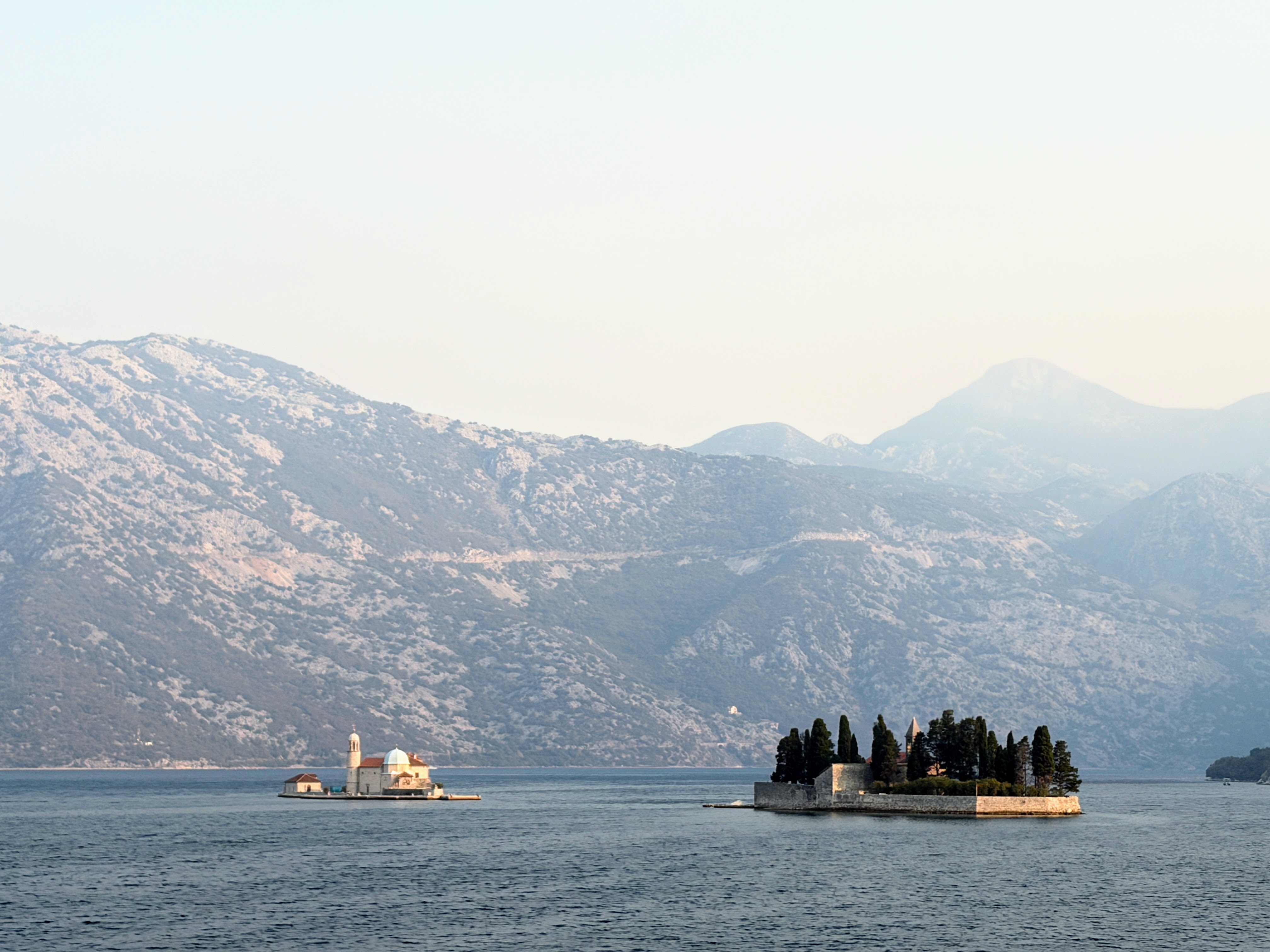 The two famous island-based churches in the Bay of Kotor.