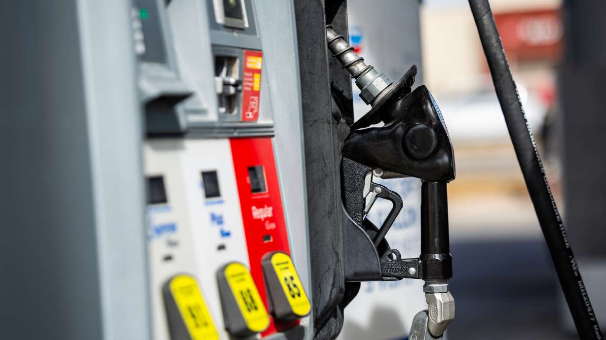 A gas pump at a Holiday Chevron gas station in Herriman on March 12. The price of a gallon of diesel fuel in Utah hit a record high of $6.58 a gallon on Wednesday, according to AAA.