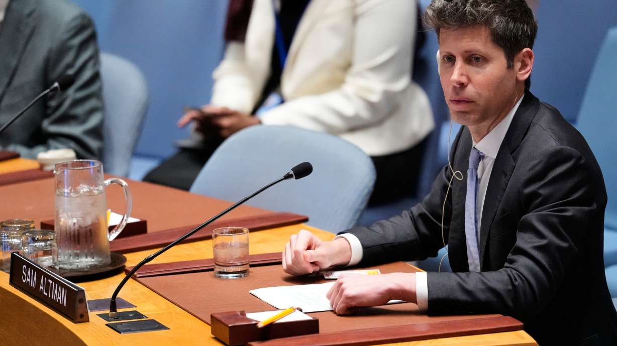Sam Altman, CEO of OpenAI, listens during a Security Council meeting on artificial intelligence at the 81st session of the United Nations General Assembly at United Nations headquarters, Wednesday.