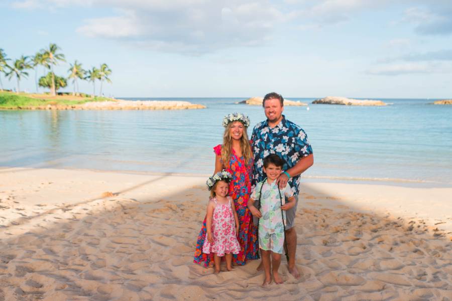 This is a photo of the Darrington family at Disney Aulani Resort.