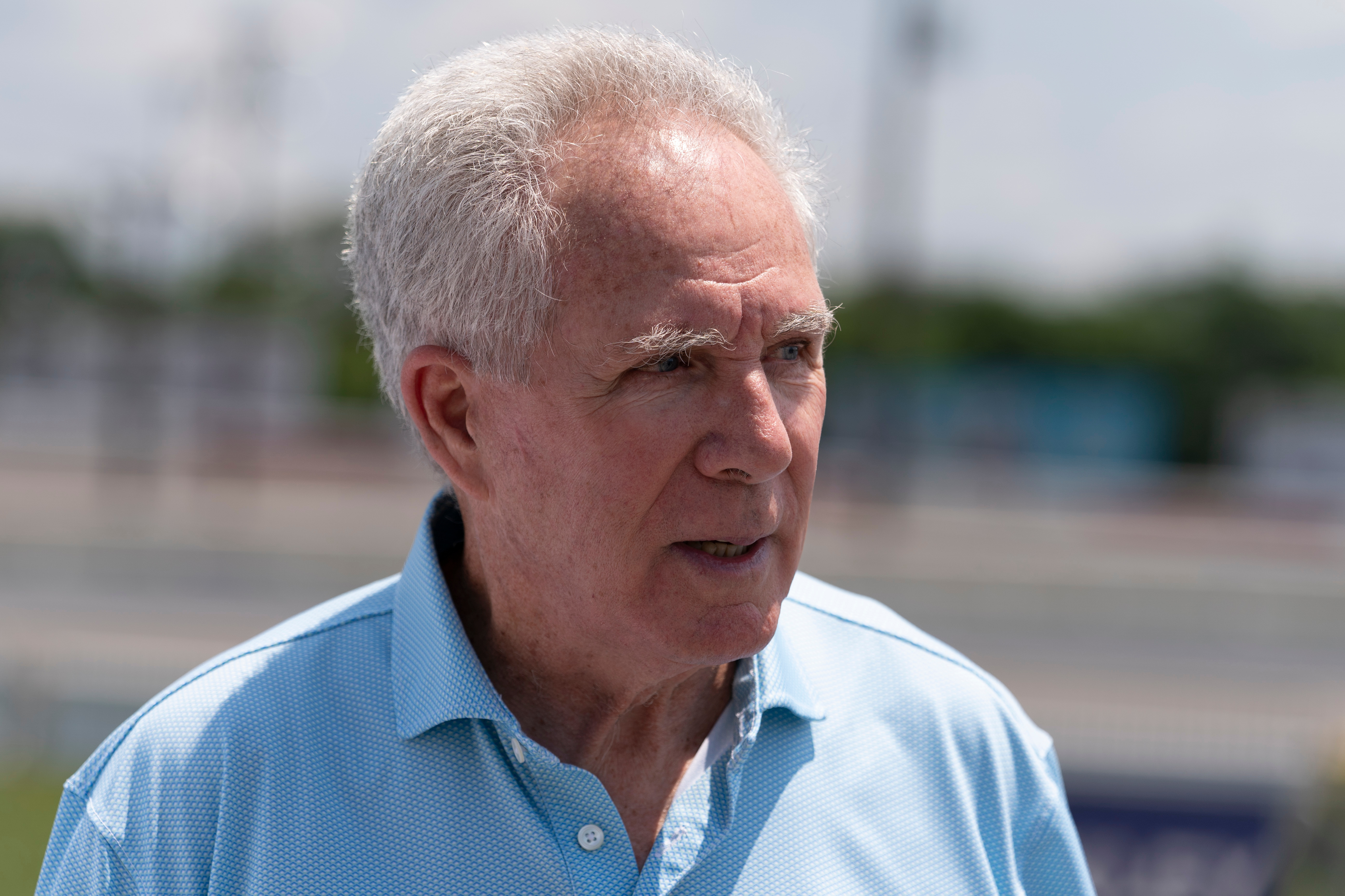 FILE - Darrell Waltrip discusses the repairs needed at Nashville Fairgrounds Speedway, June 23, 2023, in Nashville, Tenn. 