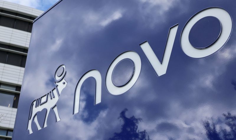 The logo of pharmaceutical company Novo is displayed in front of its offices in Bagsvaerd, Copenhagen, Denmark, September 21, 2026.
