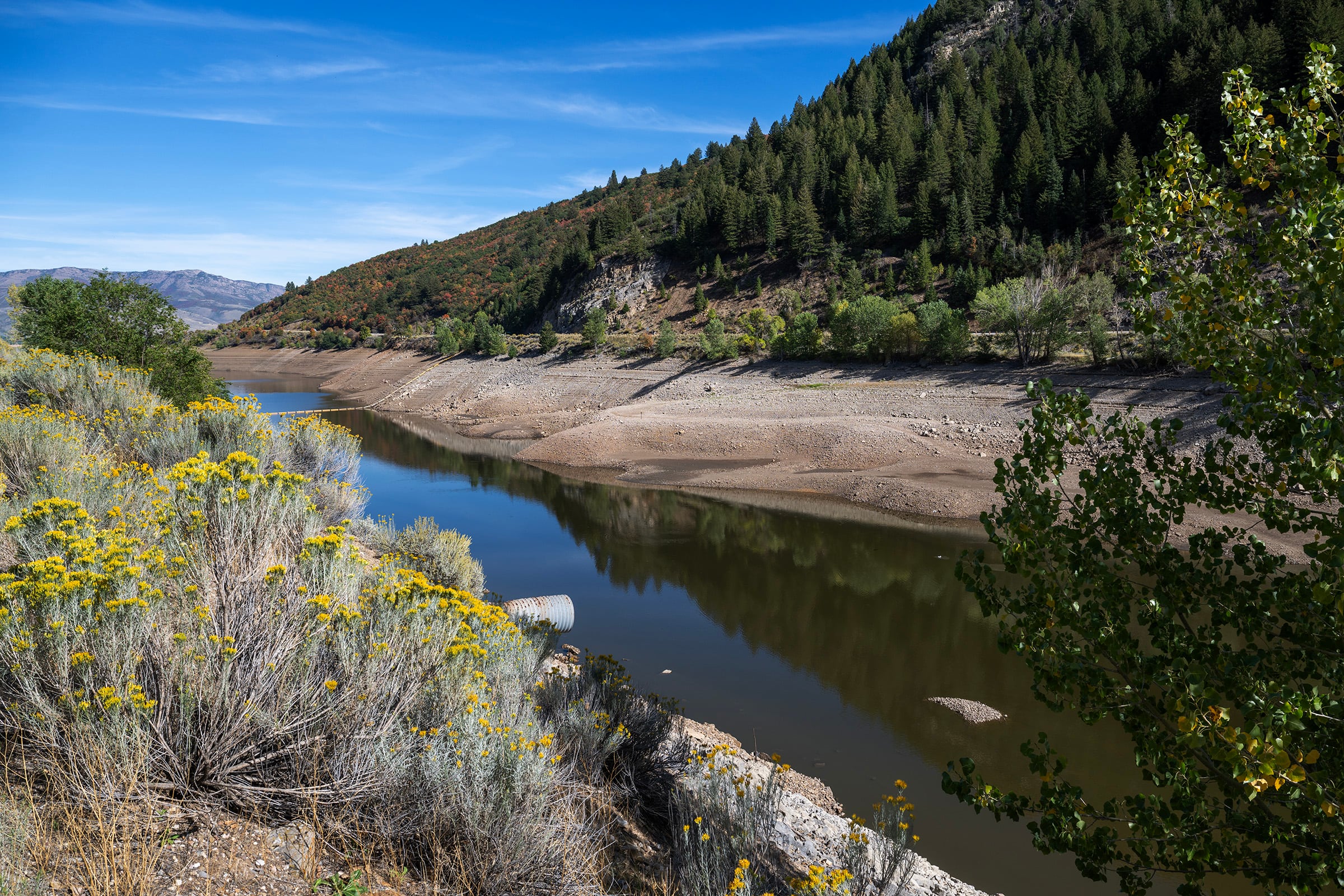 Pineview Reservoir, mostly drained, on Thursday. The U.S. Senate is trying to shore up water systems nationwide in response to recent cyberattacks.