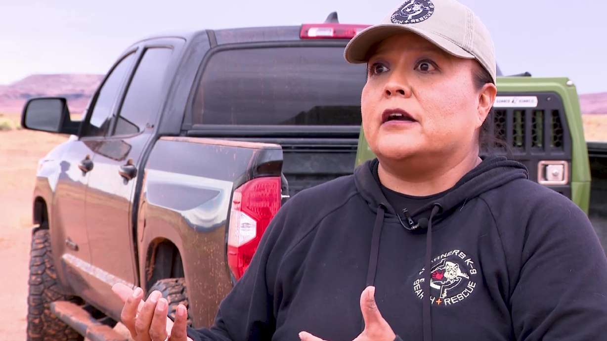 Bernadine Beyale speaks with KSL, Thursday. The K-9 handler from New Mexico is trying to do what she can to connect families of missing Indigenous people in the Four Corners area with the resources they need.