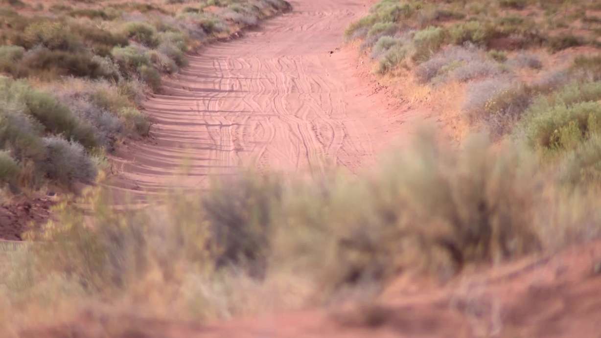 The road supposedly leading to where Ryan Tom was last seen in Red Mesa, San Juan County, Thursday. Cora Tom said the burned vehicles down in the valley supposedly near the road were gone soon afterward.
