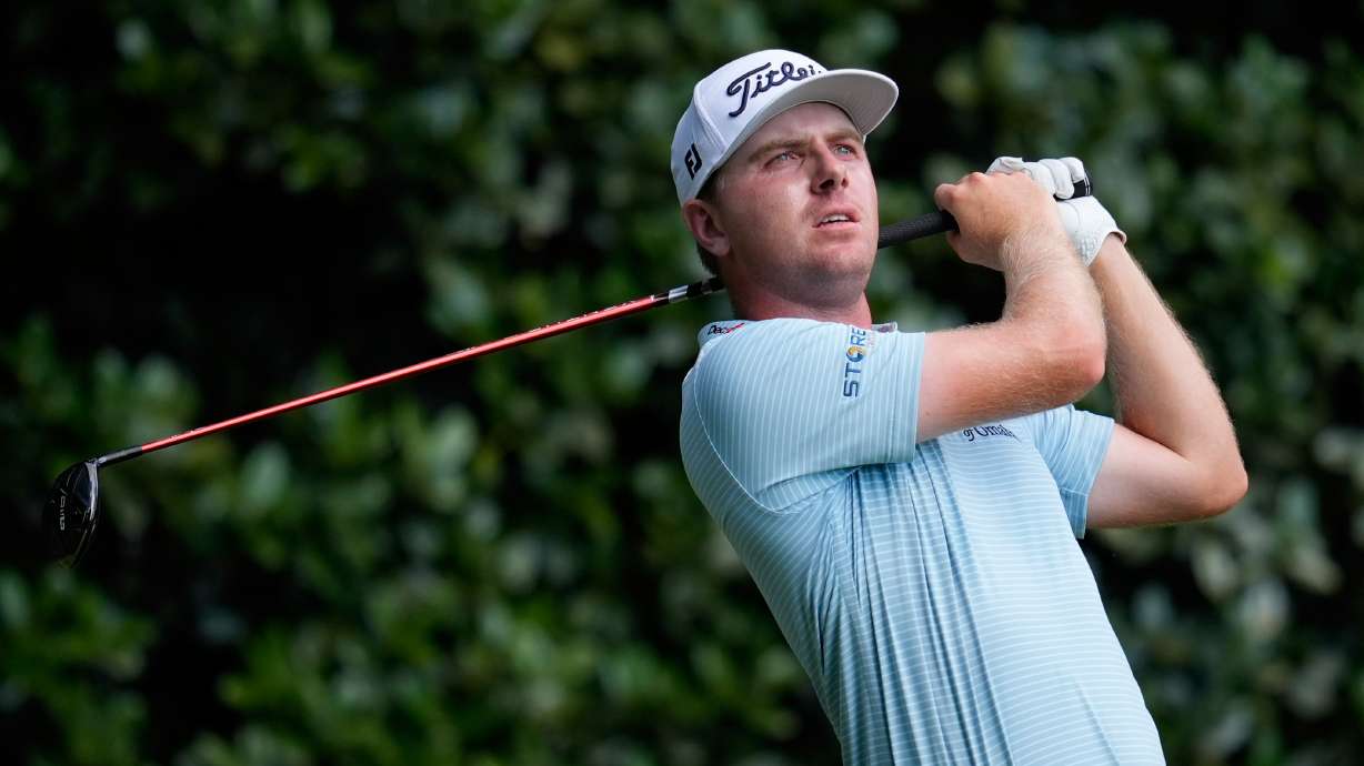 Ryan Gerard hits from the 12th tee during the final round of the PGA Tour Championship golf tournament Sunday, Aug. 30, 2026, in Atlanta.