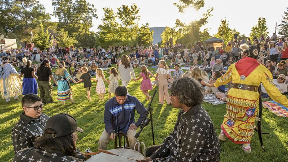 Youth members from the Paiute Indian Tribe of Utah are seen performing at a Utah Shakespearian Festival Green Show in the summer. Friday marked Native American Day in California and Nevada, and many members of the Native American population here in Utah celebrated alongside them.