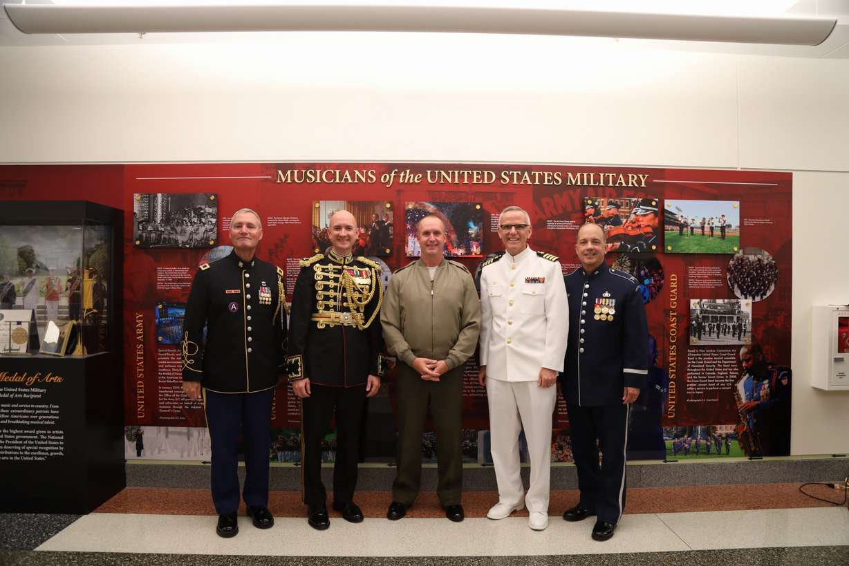 Master Sgt. Brian Rust at the unveiling of the Pentagon display honoring all military musicians on Sept. 30, 2022.