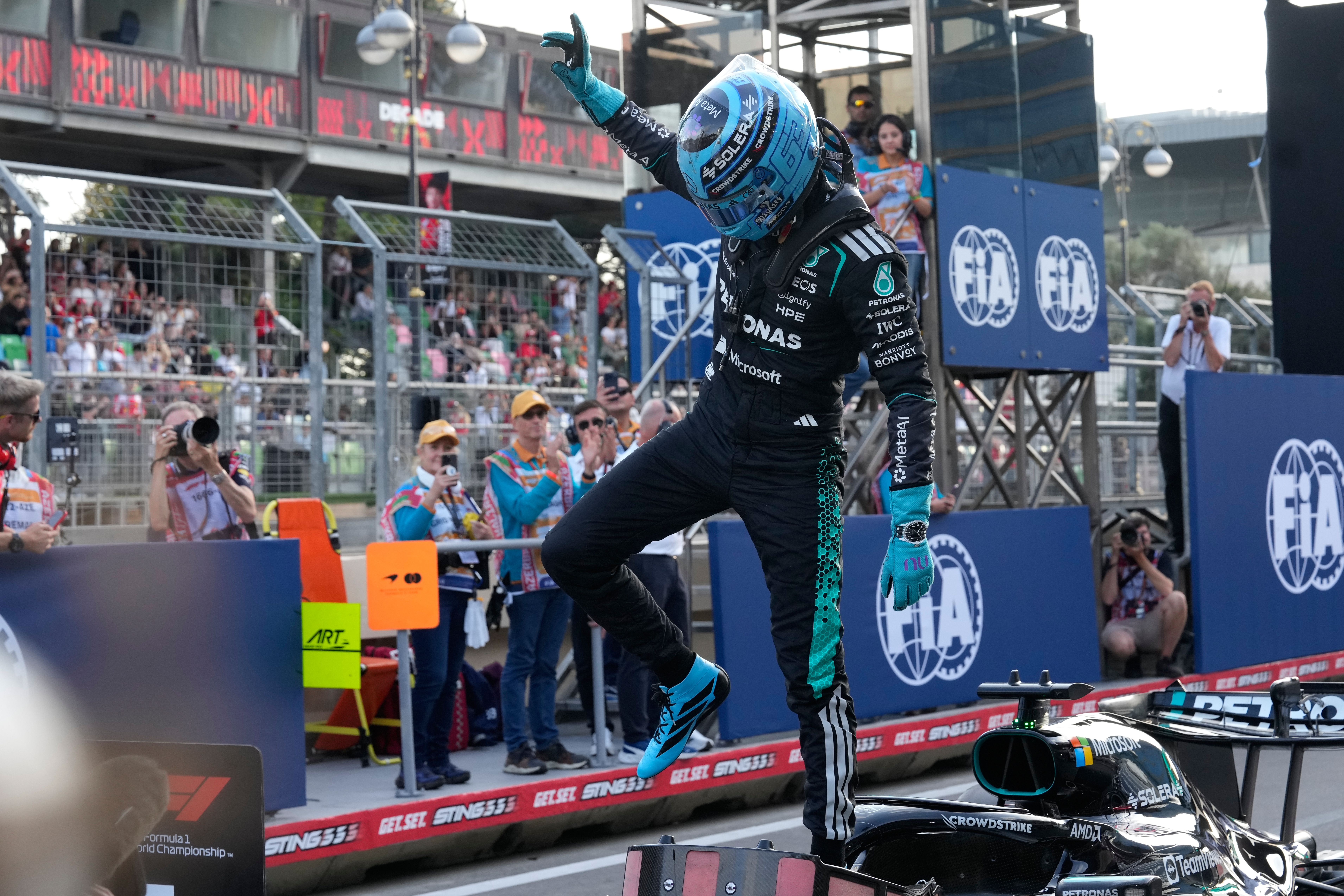 George Russell starts on pole in Azerbaijan with a chance to cut Antonelli's F1 lead