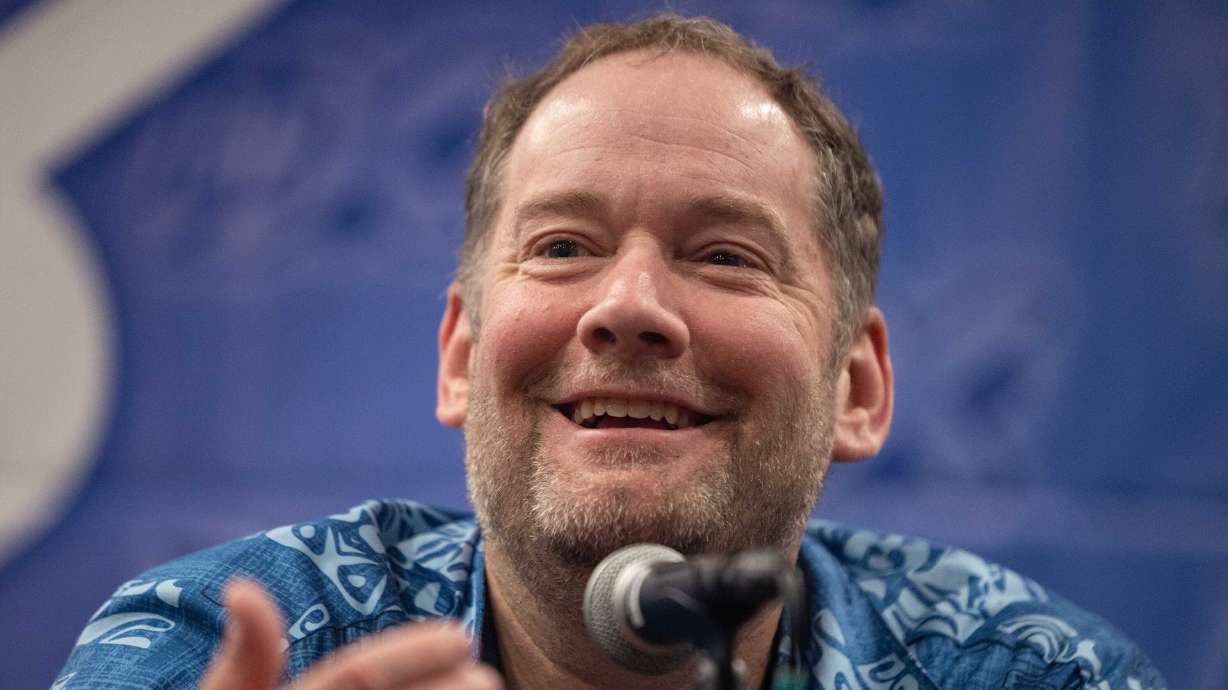 Brandon Mull, the author of the fantasy series "Fablehaven," speaks during the FanX Salt Lake Comic Convention at the Salt Palace Convention Center on Saturday. Mull is cautiously optimistic about the future of a "Fablehaven" movie.