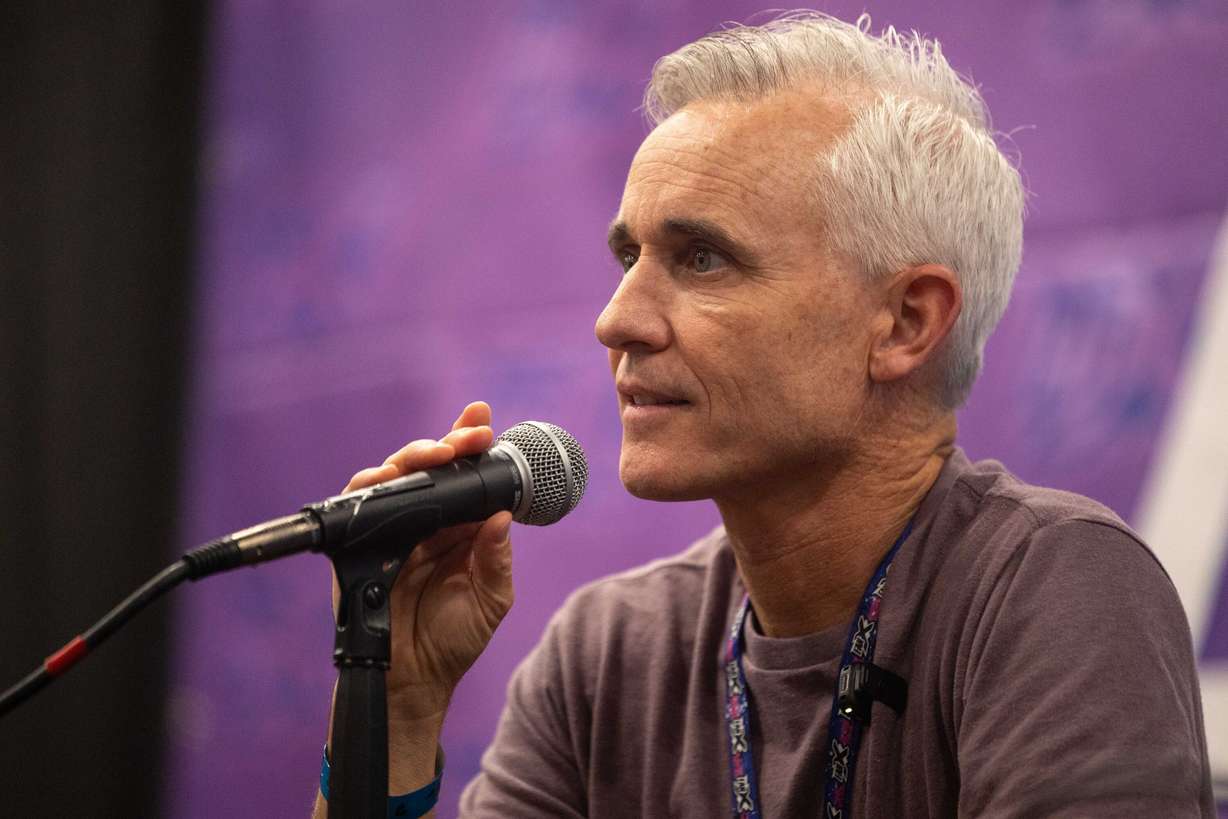 Cameron Sawyer, the director of the upcoming "Fablehaven" film, speaks during the FanX Salt Lake Comic Convention at the Salt Palace Convention Center on Saturday. Sawyer teased he picked a "sex symbol of the 1980s" to play one of the characters.