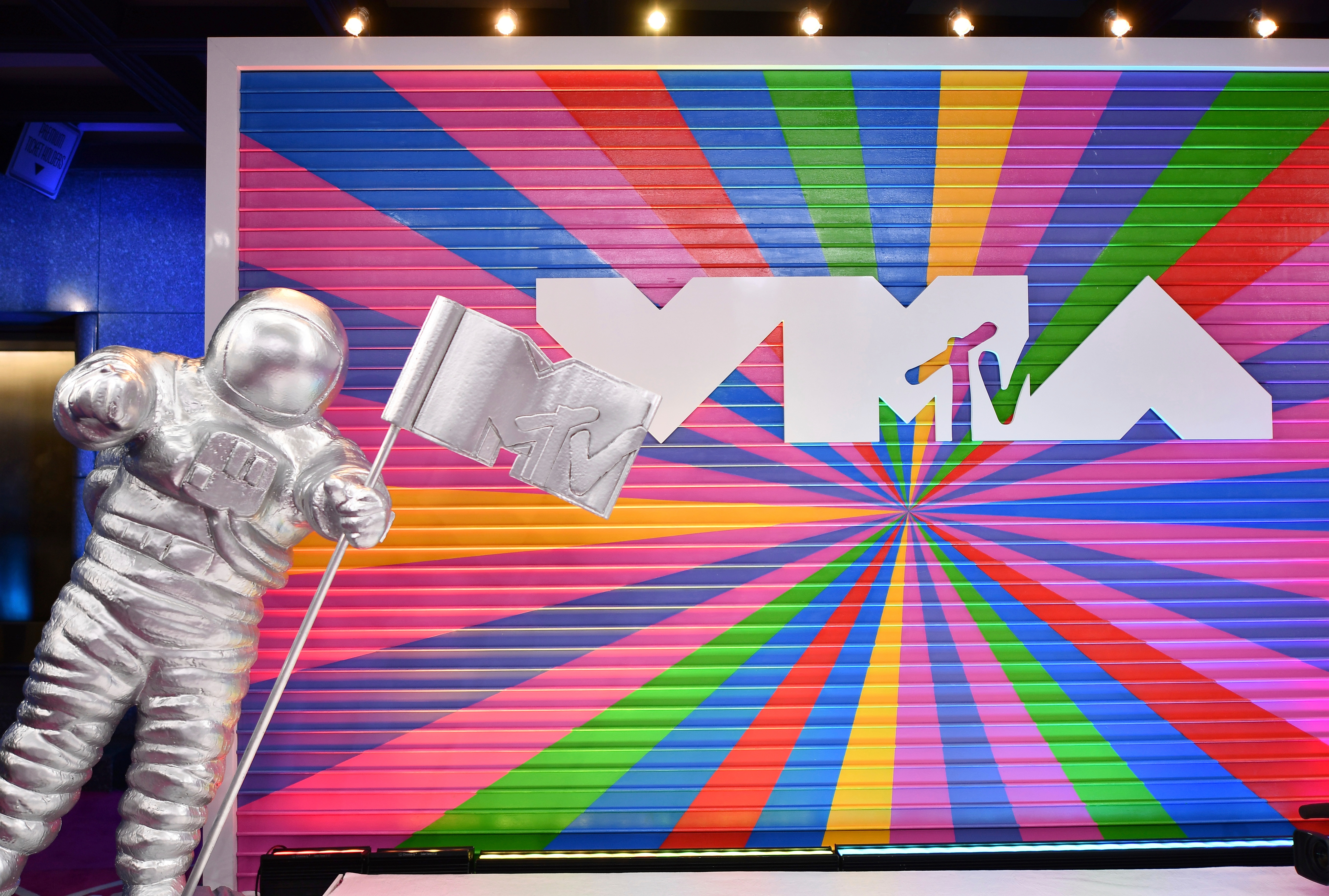 A statue of the MTV Moon Man appears on the red carpet at the MTV Video Music Awards on Aug. 20, 2018, in New York. 