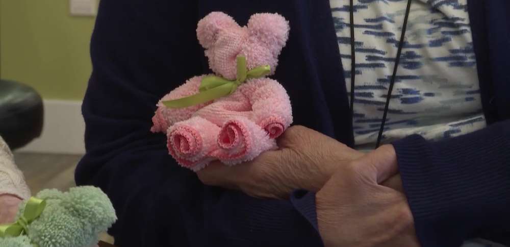 Washcloths become teddy bears for NICU babies
