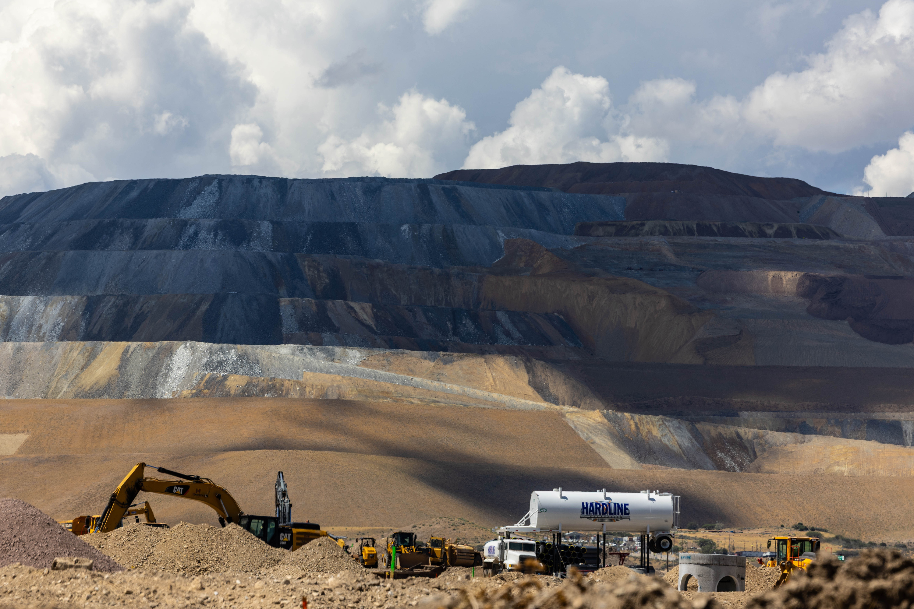 Large construction vehicles are parked for when workers return to build homes in Herriman on Aug. 22.
