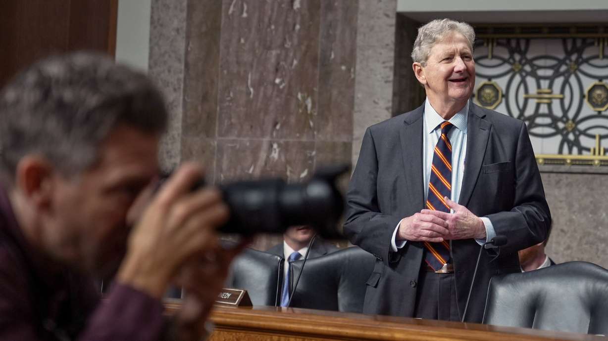 Sen. John Kennedy, R-La., speaks before a Senate hearing on Capitol Hill, Wednesday, in Washington. The Protect College Sports Act passed the Senate on Monday night by a 77-22 vote.