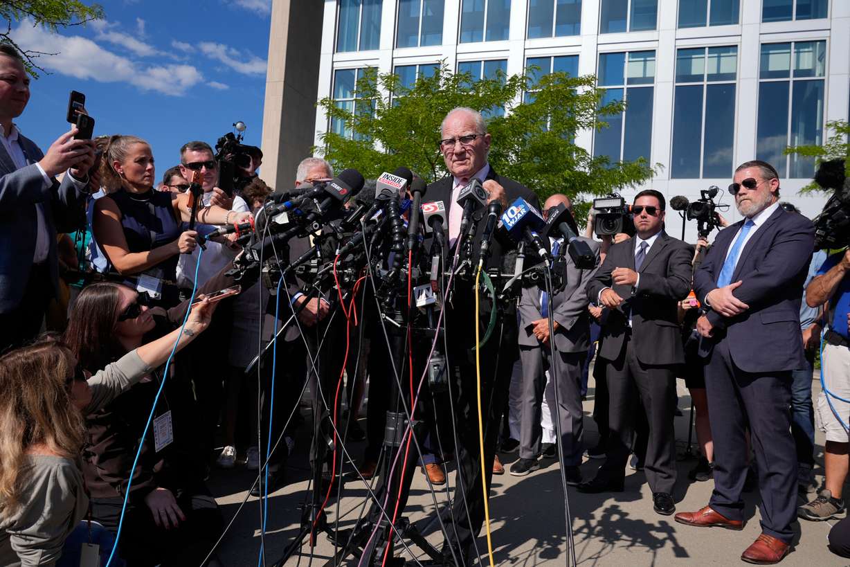 Lawyer Kevin Reddington speaks to media after the judge declared a mistrial in Lindsay Clancy's murder trial at Plymouth County Superior Court, Friday, Sept. 4, in Plymouth, Mass.