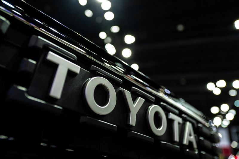 Toyota logo on display at the 47th Bangkok International Motor Show 2026, in Bangkok, Thailand, March 24, 2026.