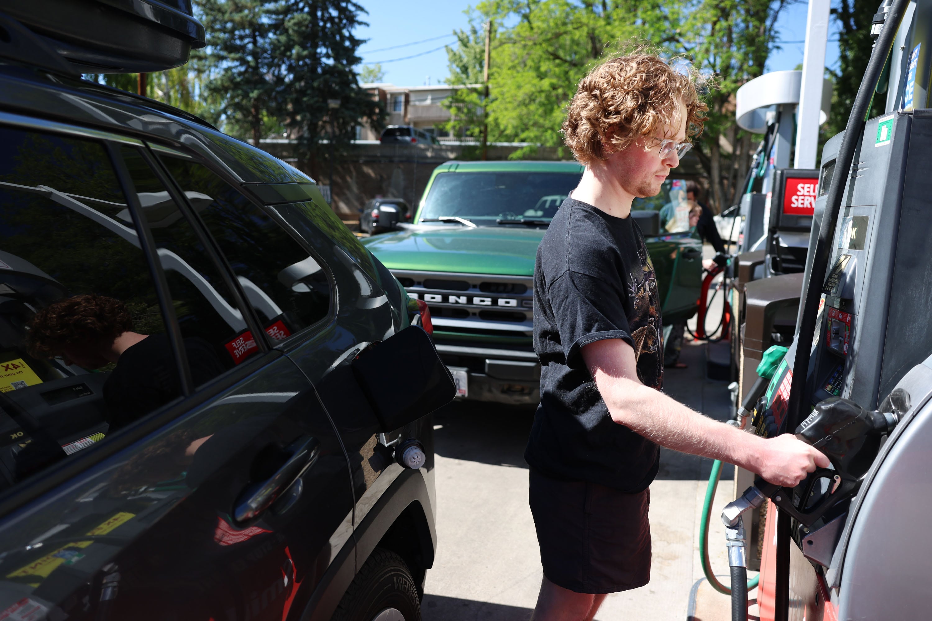 Joey C. gets gas in Salt Lake City on Friday, May 22, 2026.